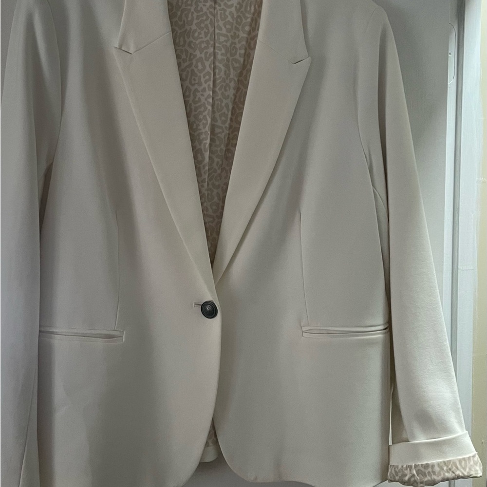 Cream Blazer with Subtle Leopard Lining
